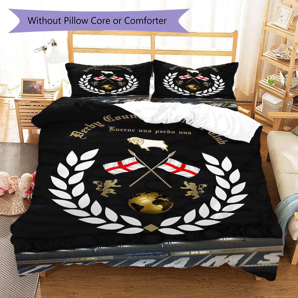 Derby County Bedding Quilt Set Quilt Cover Pillowcase Home Decoration Birthday Gift (1 * Duvet Cover + 2 * Pillowcase, Without Core)