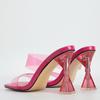 Liyke Summer 9 .5 Cm Clear Heels For Women Sliders Shoes Fashion Square Toe Pvc Transparent Slippers Ladies Sandals Pumps Size 42
