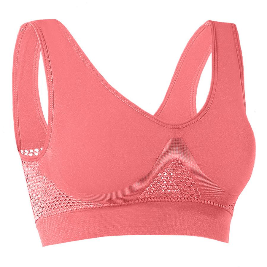 Plus Size Mesh Hollow Breathable Sports Bra Yoga Running Non-Wire Push-up Bra for Women