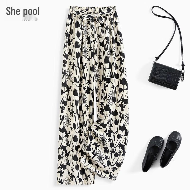 Women s High-Waist Floral Print Wide-Leg Pants One Size