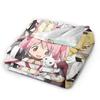 Kyubey Puella Magi Madoka Magica Cute  Coral Fleece Plush Throw Blankets Anime Blanket for Bed Bedroom Ultra-Soft Bedspread,