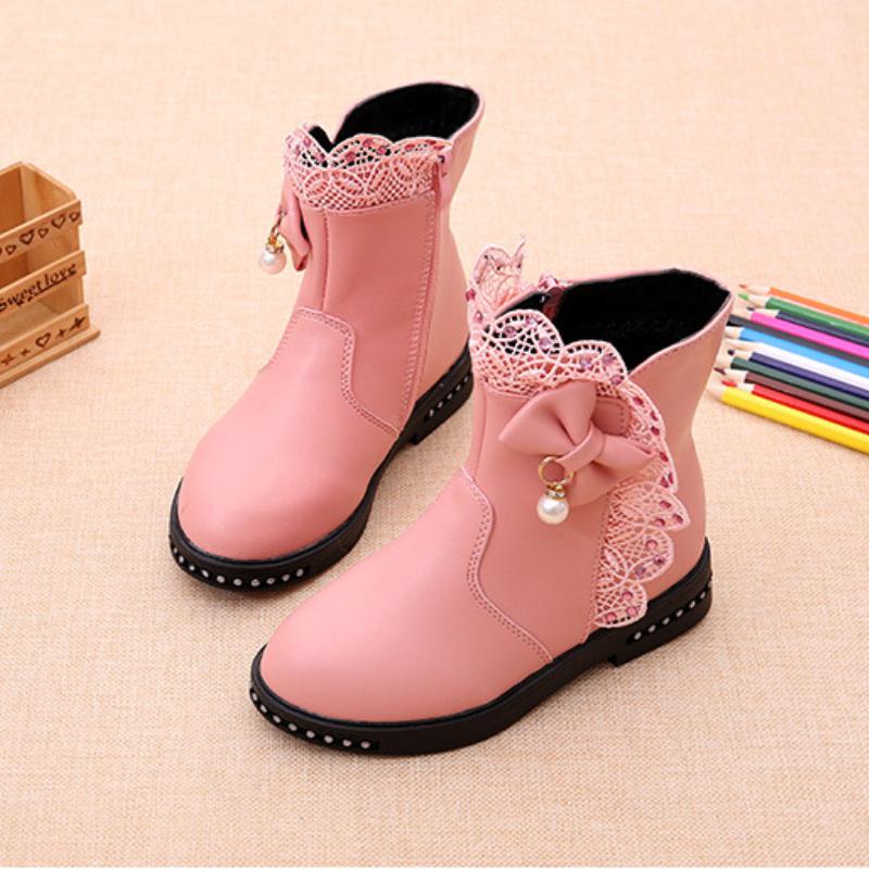 Ghete de Fete Toamnă și Iarnă Ghete Scurte de Prințesă Coreeană Ghete de Zăpadă pentru Copii Ghete de Fete cu Pluș cu Talpă Medie