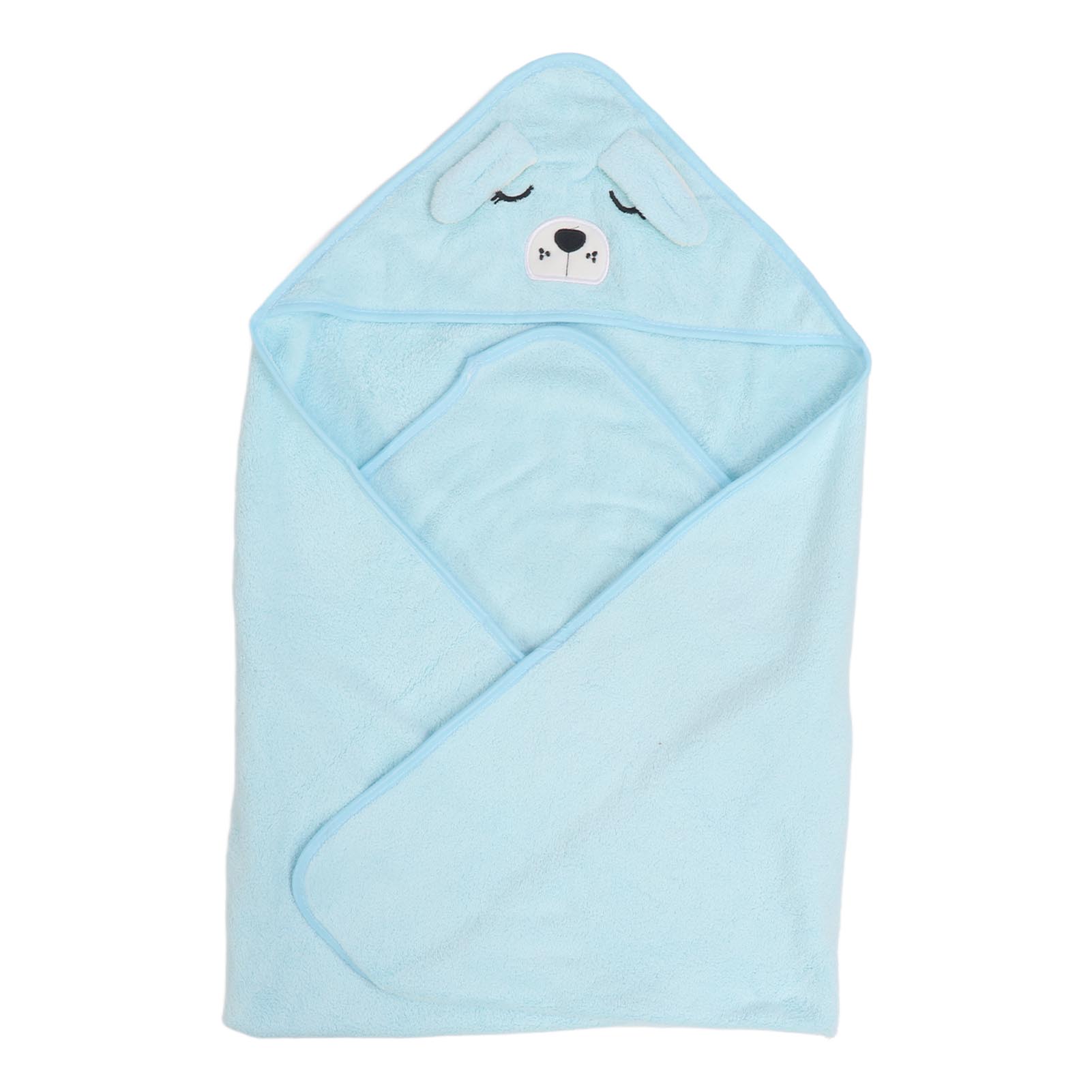 Serviette de bain à capuche pour bébé en polaire douce absorbant l'eau en forme d'animal de dessin animé bleu