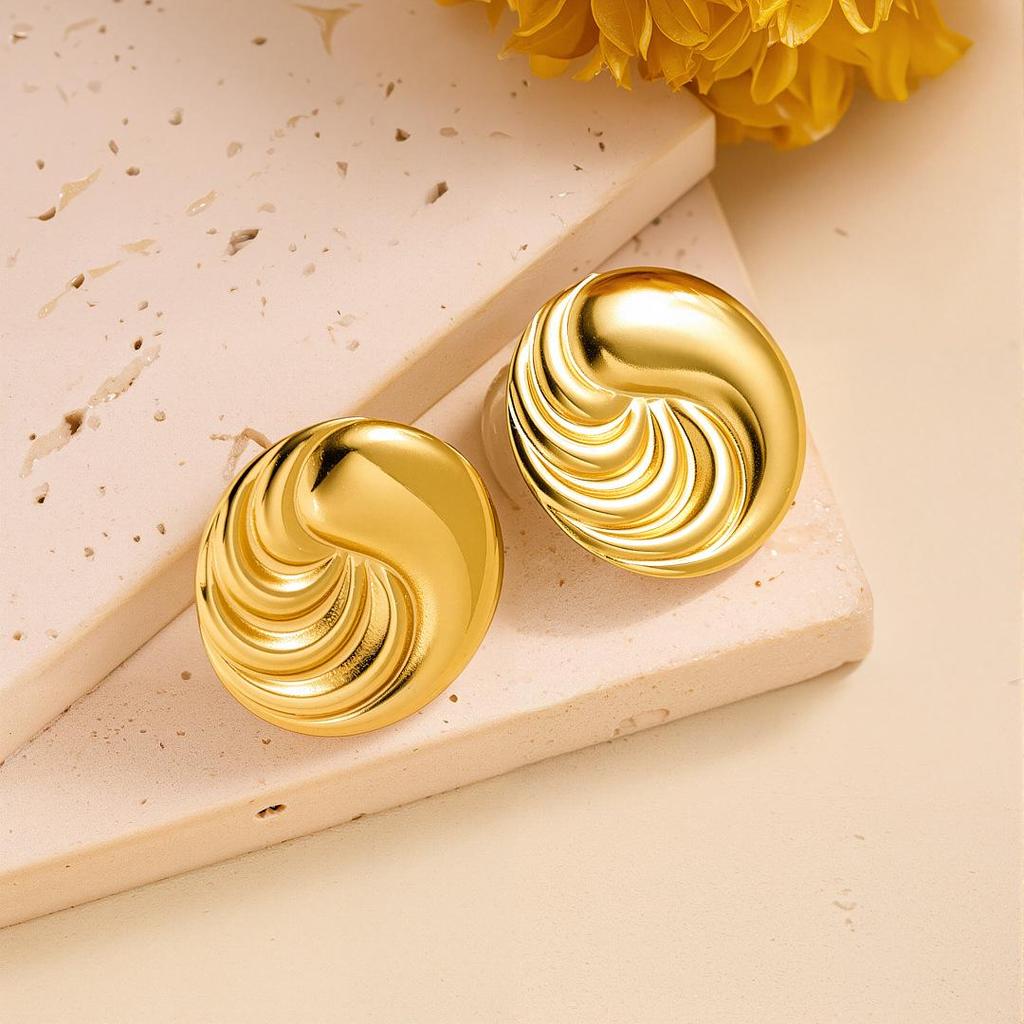 Geometric Irregular 18k Gold Titanium Steel Earrings for Women