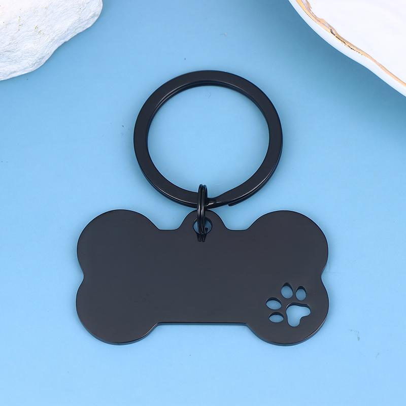 1Pc Abstract Dog Footprint Keychain Name And Text Tags Cat Dog Id Tag Name With Cute Symbols Bone Shaped Pet Nameplate