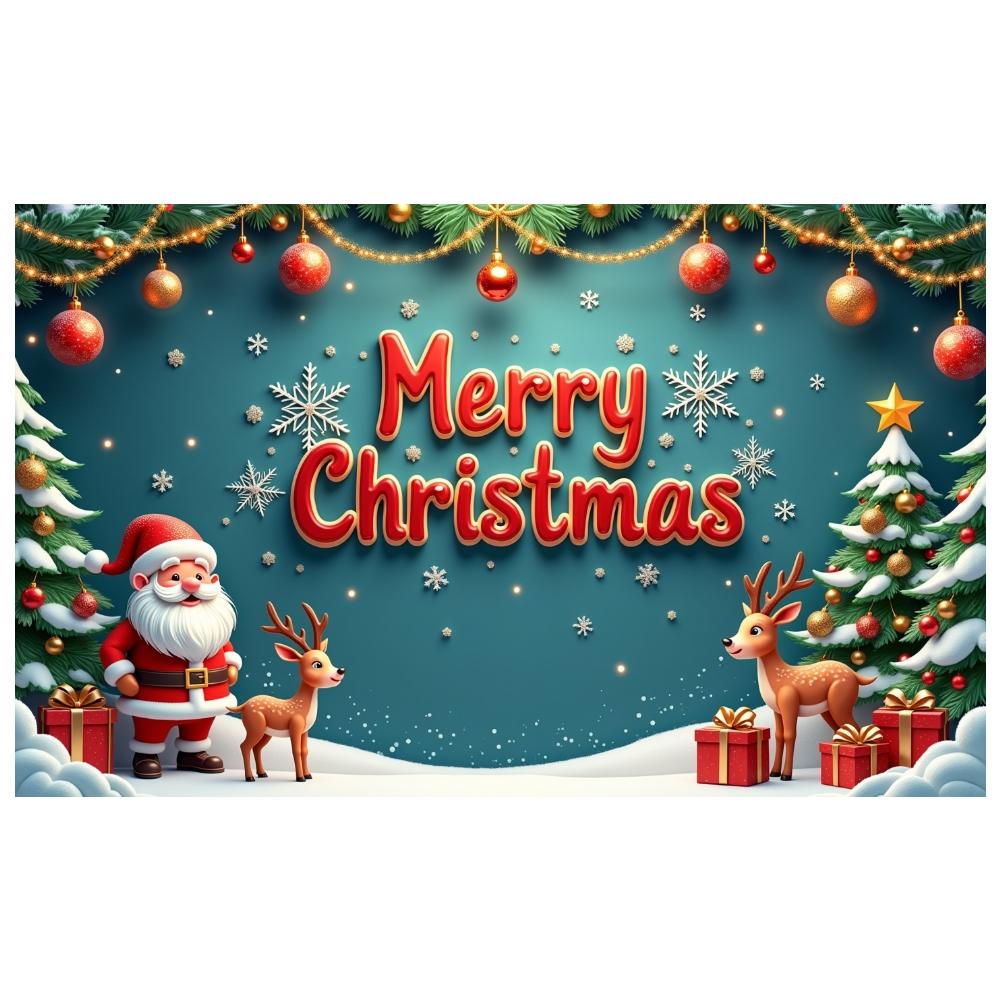 Holiday Banner Gold Ornament Xmas Display Festive Banner Reindeer Xmas Backdrop For Christmas Party Indoor Celebration Office