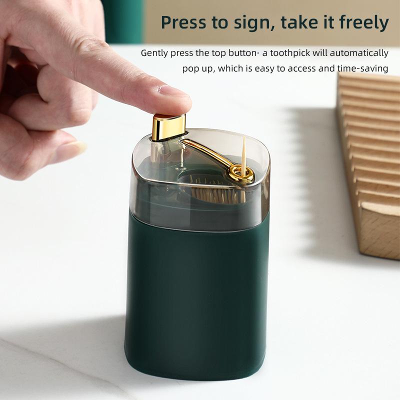 Automatic Pop-Up Toothpick Dispenser Plastic Storage Box Holder for Living Room & Dining Room - Convenient Toothpick Case Organi