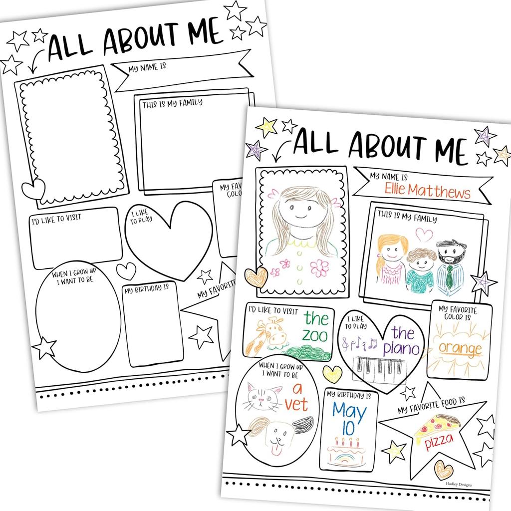 Hadley Designs All About Me Posters Elementary - 20 Star of The Week Poster, All About Me Posters Preschool & Kindergarten, Star Student Poster,