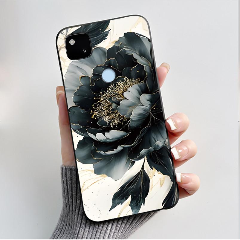 Case For Google Pixel 4a Luxury Fashion Butterfly Flowers Soft Matte TPU Silicon Back Cover Black For Pixel4a 4G 5G Phone Case