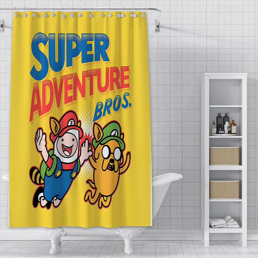 Tenda da Doccia Impermeabile Tessuto in Poliestere Pittura Colorata Tende da Bagno Adventure Time Decorazione Bagno di Casa Tenda con Ganci
