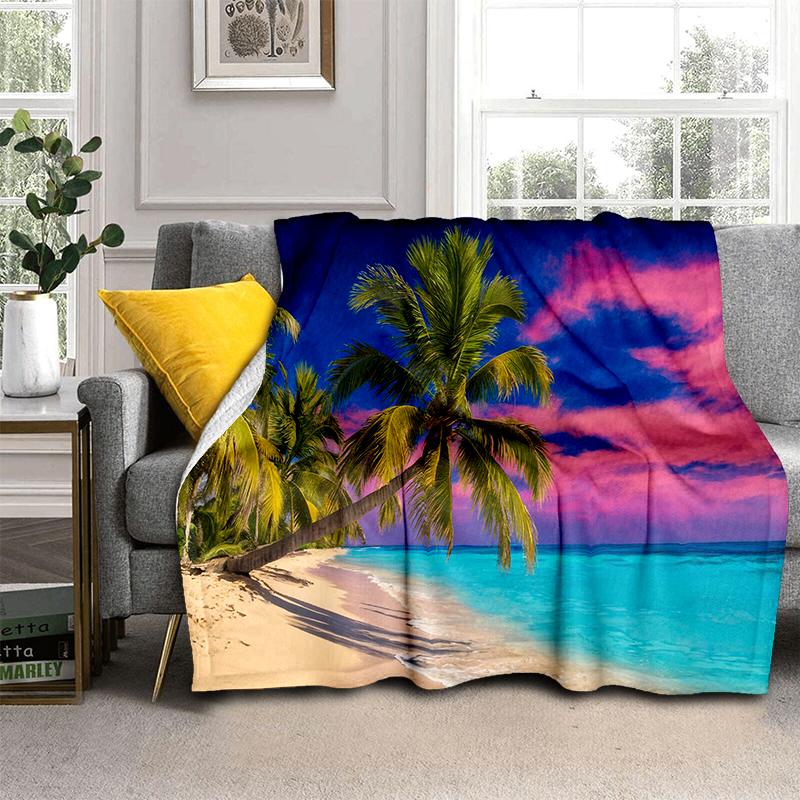 2025 New Style Sea Water Beach Reef 3D Nature Scenery Blanket,Soft Throw Blanket for Home Bedroom Bed Sofa Travel Picnic Cover