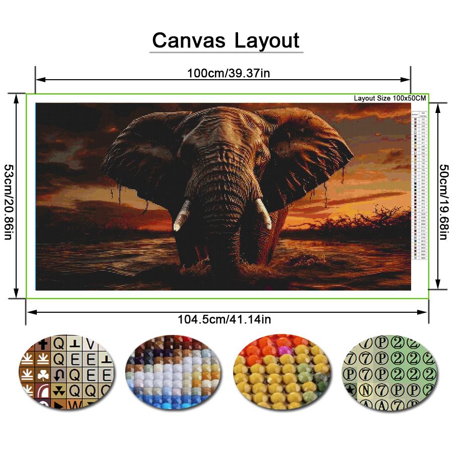 Elephant Large Size Diamond Painting Diy Full Square Round Drill Rhinestone Embroidery Wild Animals Mosaic Cross Stitch Kits