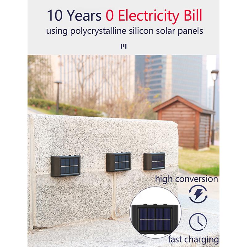 LED Solar Gartenleuchte für Außen Solar Wandleuchte Auf und Ab Leuchtend Wasserdicht Solarbetrieben Wandfluter Licht Hof Straßen Dekor