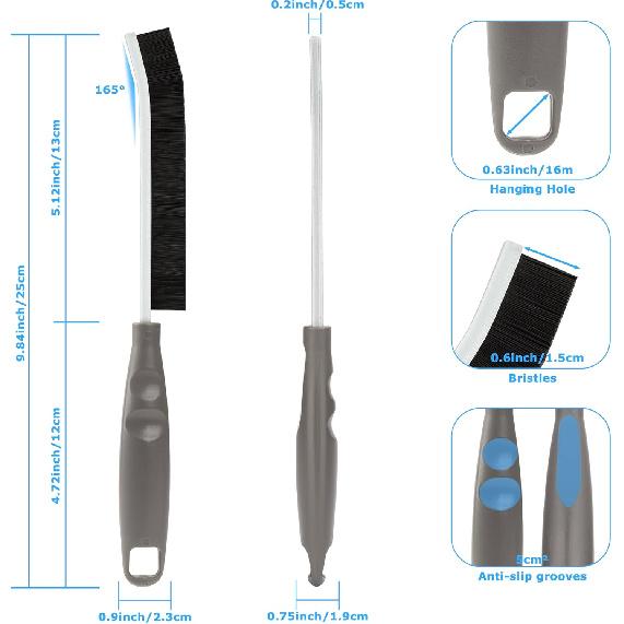 2Pcs Crevice Cleaning Brush, Lescli Hard Bristle Multi-Purpose Cleaning Tools, 2025 New Ergonomic Right Hand Handle Design Grout Brush, Small