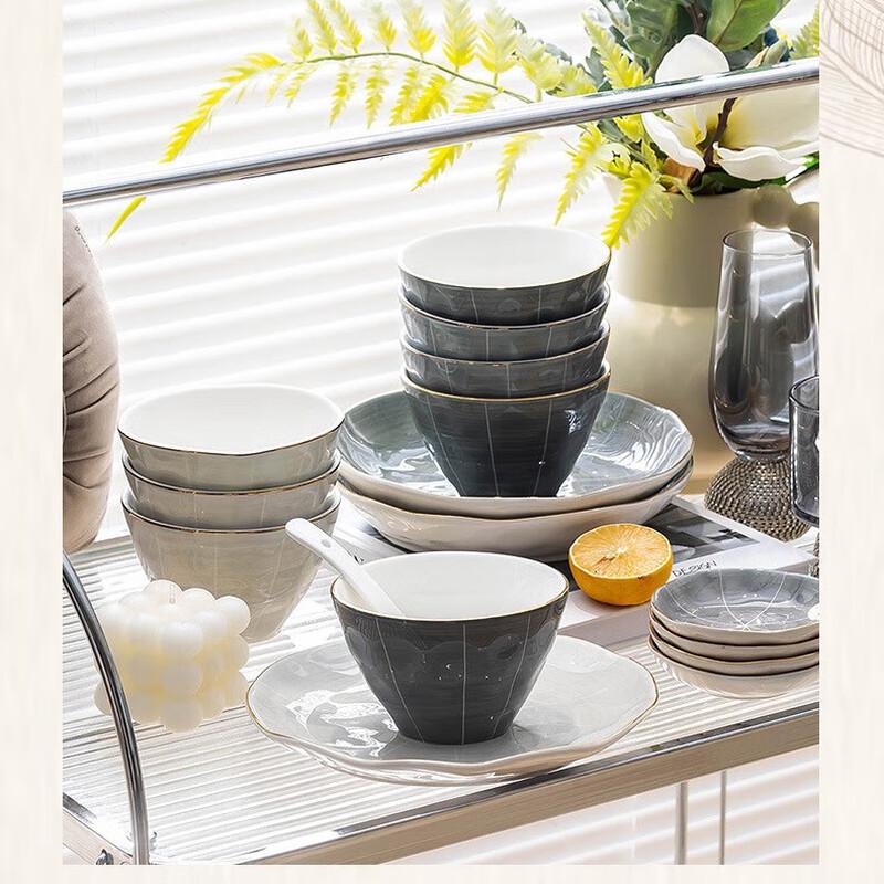 DH Luxury Ceramic Dinnerware Gift Set 12-Person 58-Piece Set with Soup Bowl