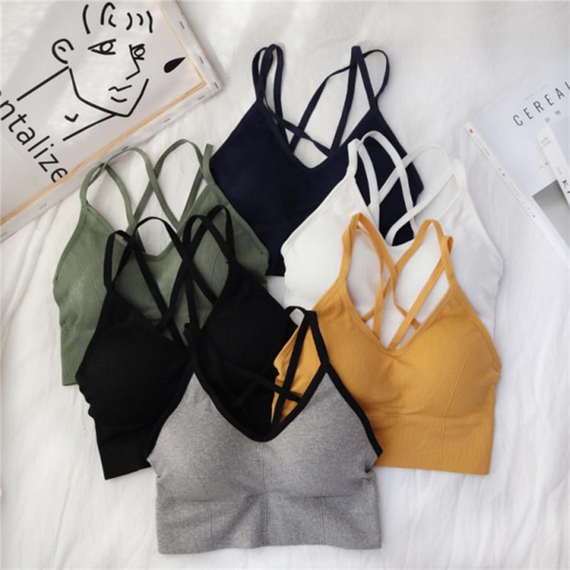 Sutiã esportivo feminino cropped respirável anti-suor sem costura top fitness sutiã de ioga top cropped à prova de choque push up top de treino de academia para meninas