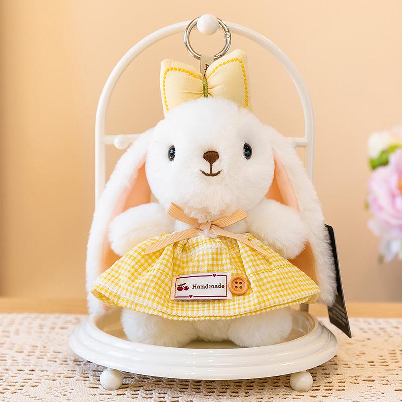 Plaid Skirt Lily Rabbit Doll: Cute Pendant Plush Toy & Girl's Bag Charm