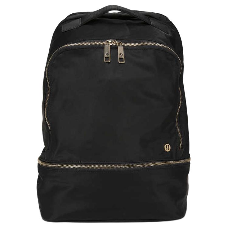 Lululemon City Adventurer 17L Fashionable Simple Large Capacity Backpack Women Backpack Black Gold LW9CF1S Black Gold