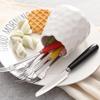 Embossed Ceramic Storage Jar Set with Fruit Forks & Spoons