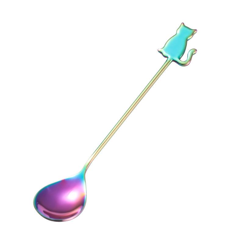 Cute Cat Shaped Stainless Steel Coffee Spoon Stirring Spoon Suitable for Dessert Snack Ice Cream Teaspoon Kitchen Tableware 2025