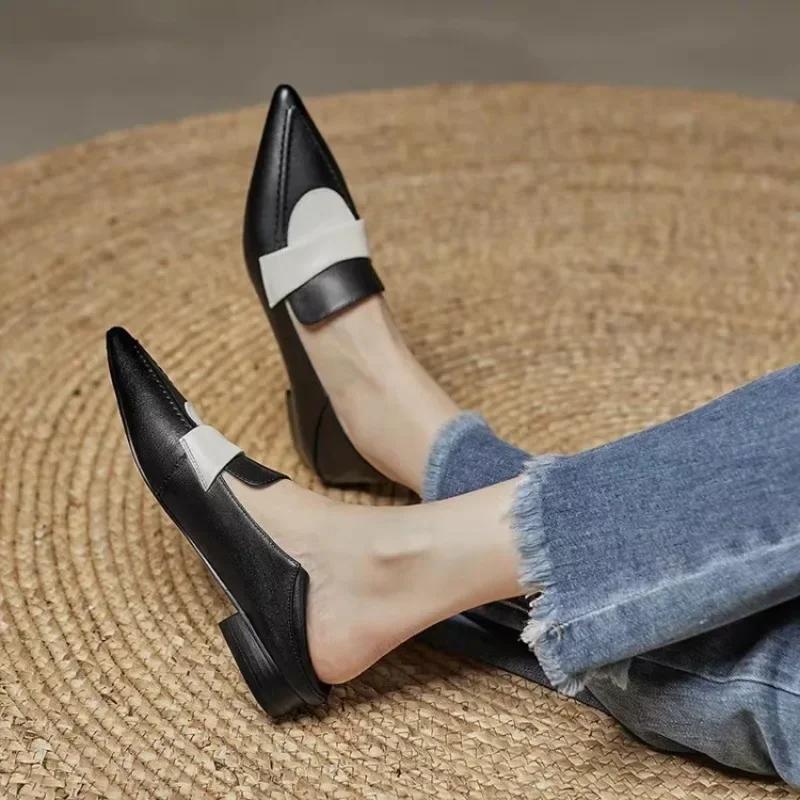 Fashion Women Flat Shoes Pointed Toe Low-heeled Loafers Fashion Designer Trendy New Soft-soled Elegant Dress High-heeled Shoes