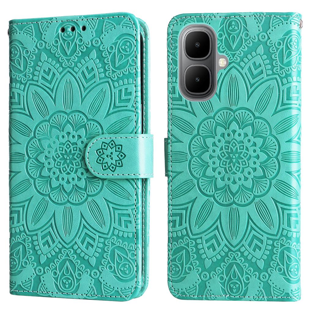 For TECNO Pop 10/Infinix Smart 10 Case Sunflower Imprint Leather Wallet Phone Cover