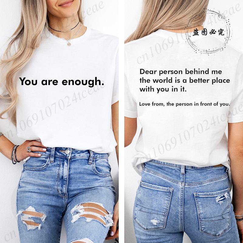 Dear Person Behind Me Printed Summer T-Shirts Tops Mental Health Awareness Design Women's Graphic T-Shirt Short Sleeve Clothing