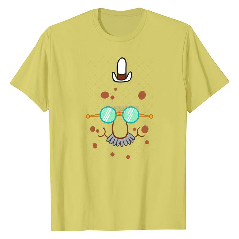 SpongeBob SquarePants Animation Printed Cotton T-shirt Men Women Casual Round Neck Top Short Sleeved T-shirt