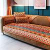 Bohemian Chenille Sofa Cushion Backrest Towel Orange Four Seasons Universal Anti Slip Settee Cover  Geometric Pattern Sofa Towel