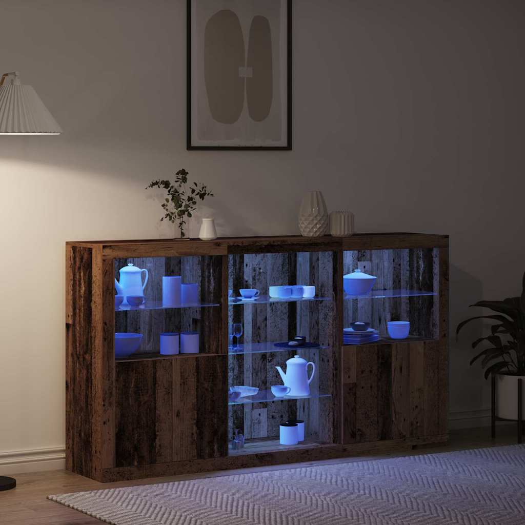 LED Sideboard Reclaimed Wood Look 181.5 x 37 x 100 cm Engineered Wood