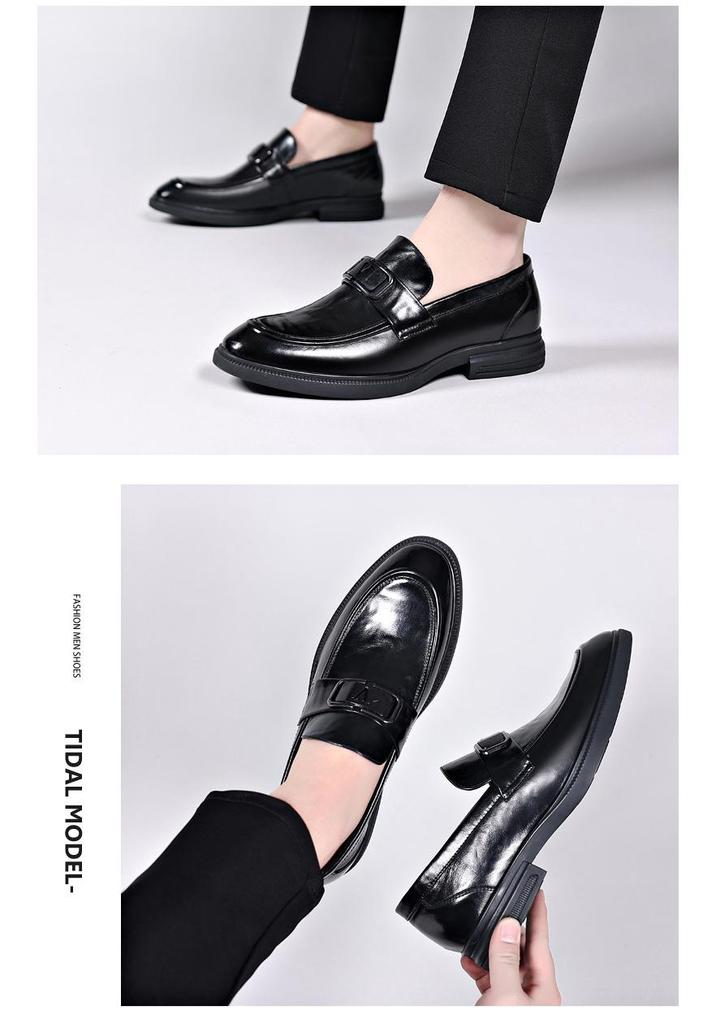 Men's Black British Style Cowhide Leather Dress Shoes - Youth Soft Sole Casual/Formal Wear