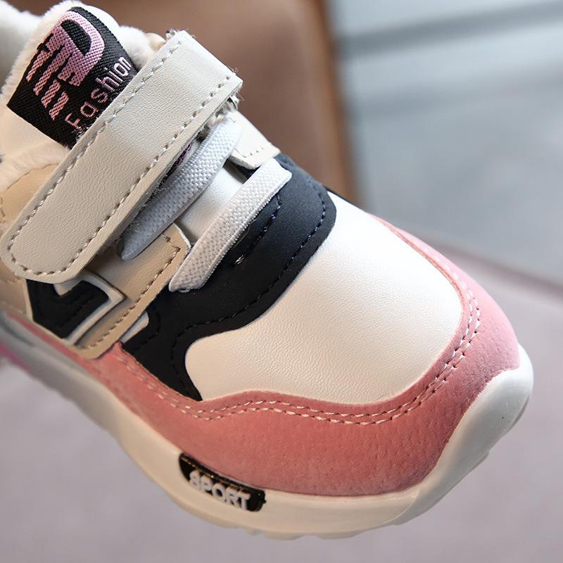 New Fall/Winter Cotton-Padded Kids' Sneakers – Classic Color-Block Design, Warm Versatile Running Shoes for Children