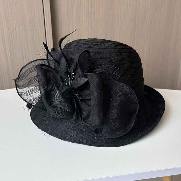 New brocade flower half-roll top hat summer breathable mesh visor hat women's fashion versatile sunscreen basin hat