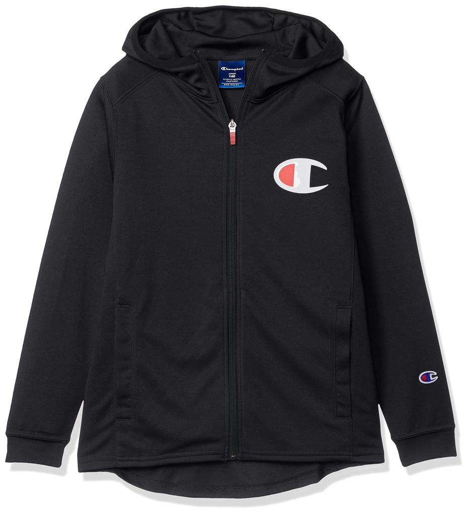 Champion Junior Basketball Hoodie Size 130 To Japanese Size Zip-Up CK-RB452, Boys, Black, (equivalent 130)