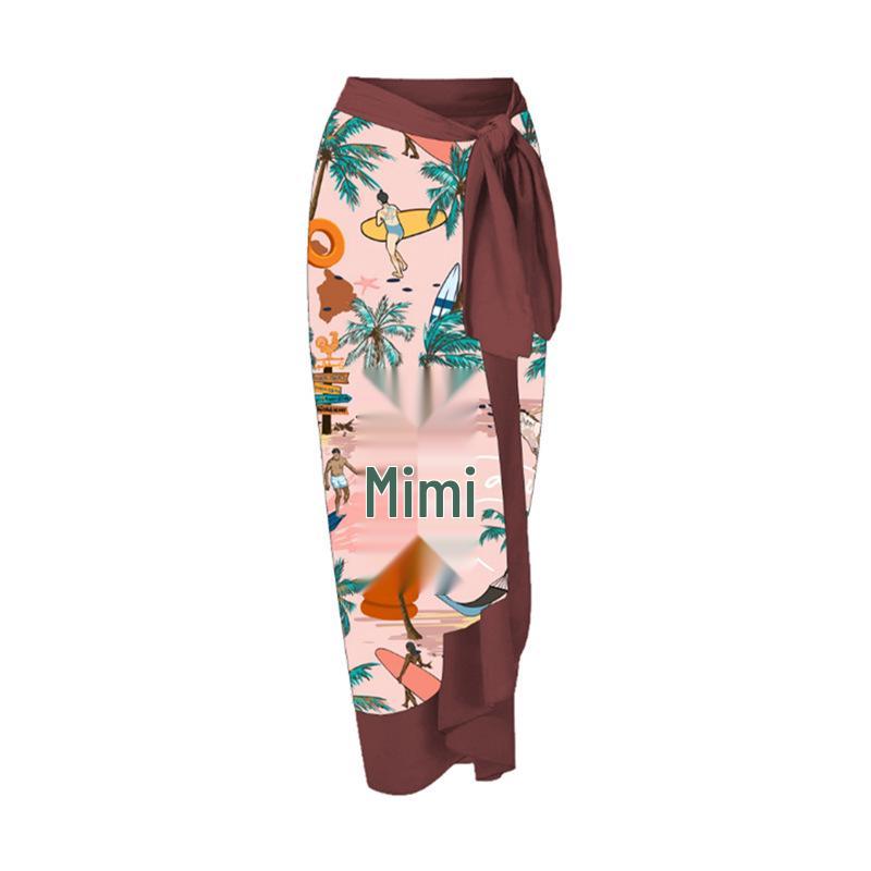 

European & American Holiday Midi Tie-Up Beach Skirt for Women - Hot Selling Style 23017258 One Size коричневий