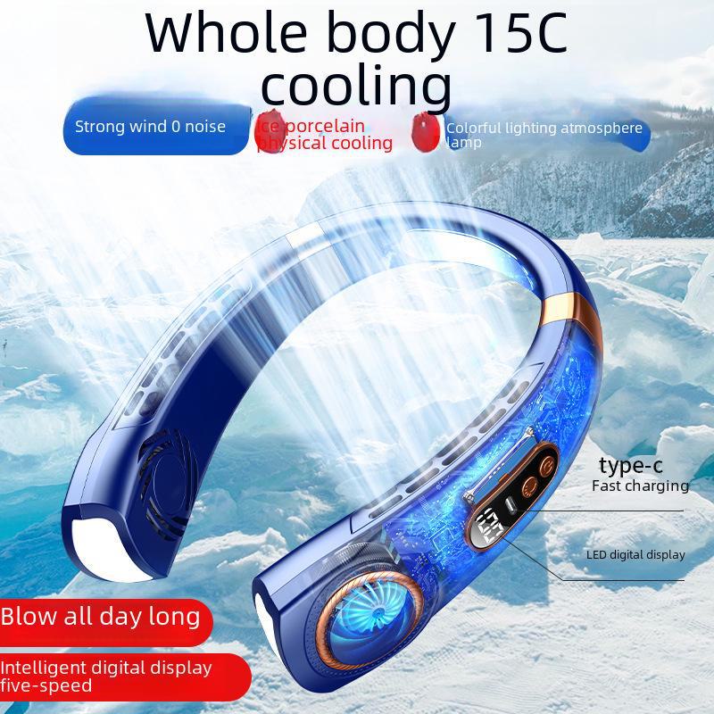 2023 Portable USB Rechargeable Neck Hanging Fan – Compact and Hands-Free