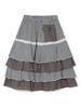 Eogeulliswedou Tiered Checkered Mix Skirt (Navy)