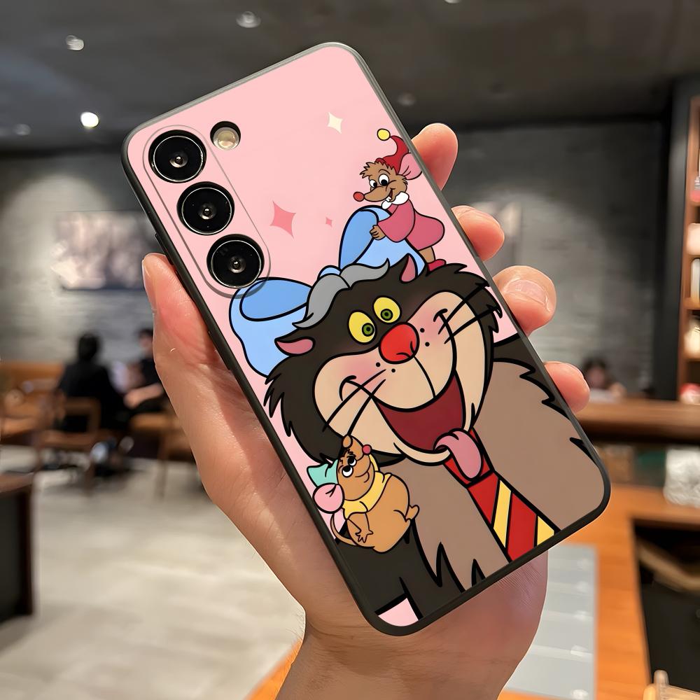 Cinderella Lucifer Cat Phone Case For Samsung A56 A36 A26 A16 A15 A25 A35 A55 A14 A34 A24 A54 Black Soft Shell