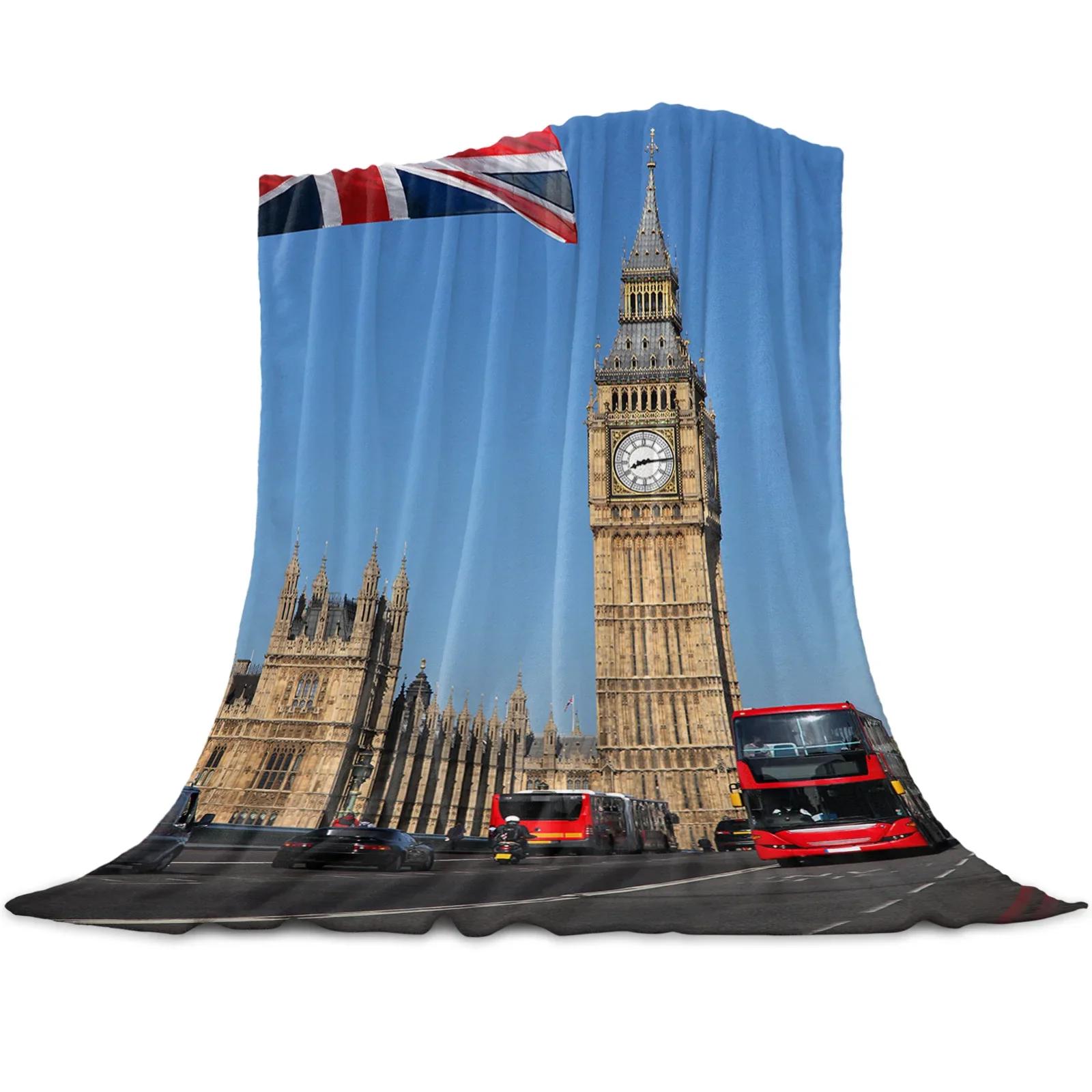 

London Telephone Booth Coral Fleece Blanket Winter Sheet Bedspread Sofa Bed Throw Light Thin Soft Warm Flannel Throw Blankets 80x120cm