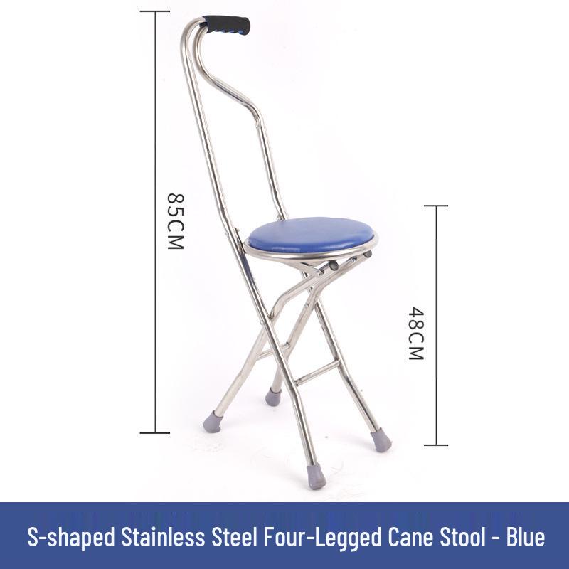 Adjustable Non-slip Folding Walker Stool for Elderly - Stainless Steel