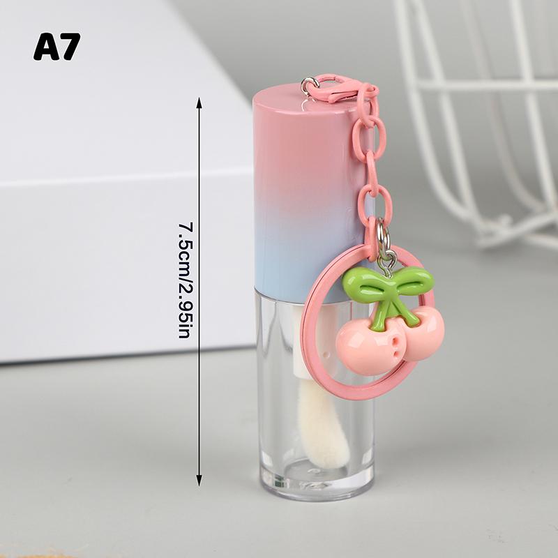 Refillable Lip Glaze Bottle with Keychain – Empty Gradient Tube for Liquid Lip Gloss or Samples