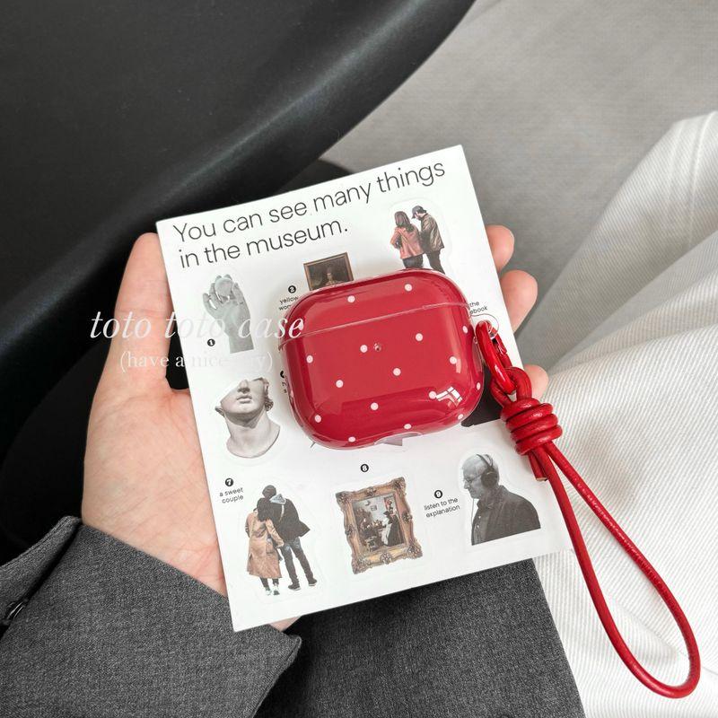 

Рукава, подходящие для Apple 2-го поколения Pro Беспроводной защитный чехол Airpods 3-го поколения Кожаный шнурок Подвеска Airpods 2 Новое поступление Чехол для наушников Apple Airpods Pro Shell + red ring leather rope