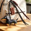 Handbag Decorative Pendant Faux Leather Dachshund Keychain Pendant, Cartoon Dog Hanging Keyring Decor with Braided Rope, Accessories Metal Carabiner