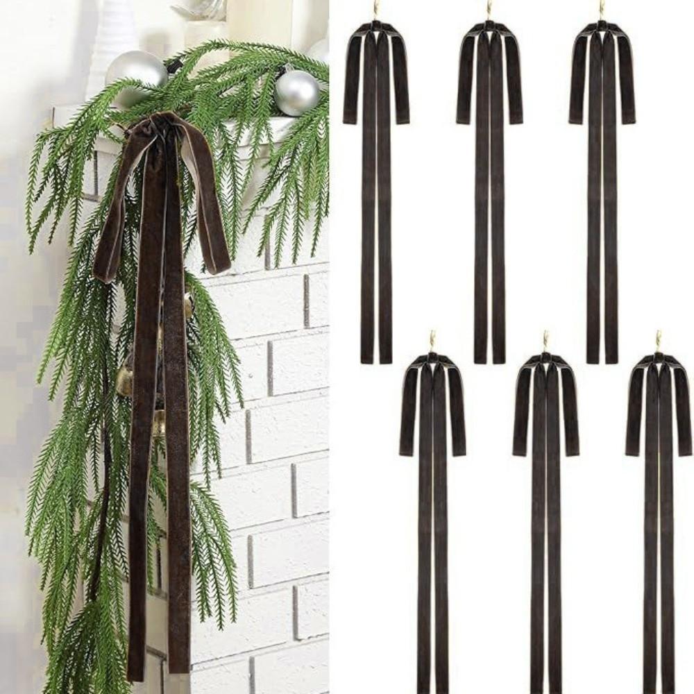 6pcs/set Vintage Christmas Tree Bows Indoor Outdoor Decorations Versatile Usage Velvet Bows Elegance Christmas Gift Wreath Bow