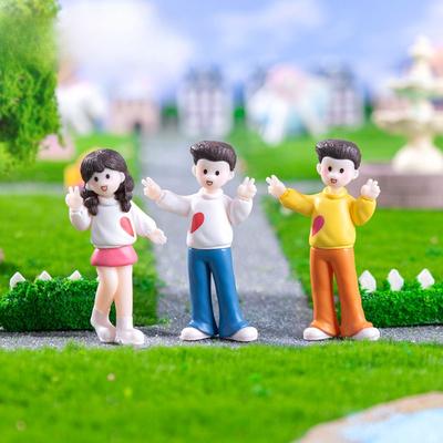 Poupées de Couple Mignonnes pour Prendre des Photos Accessoires Décoratifs Faits Main Montées sur Voiture Bureau Micro-paysage Petits Ornements