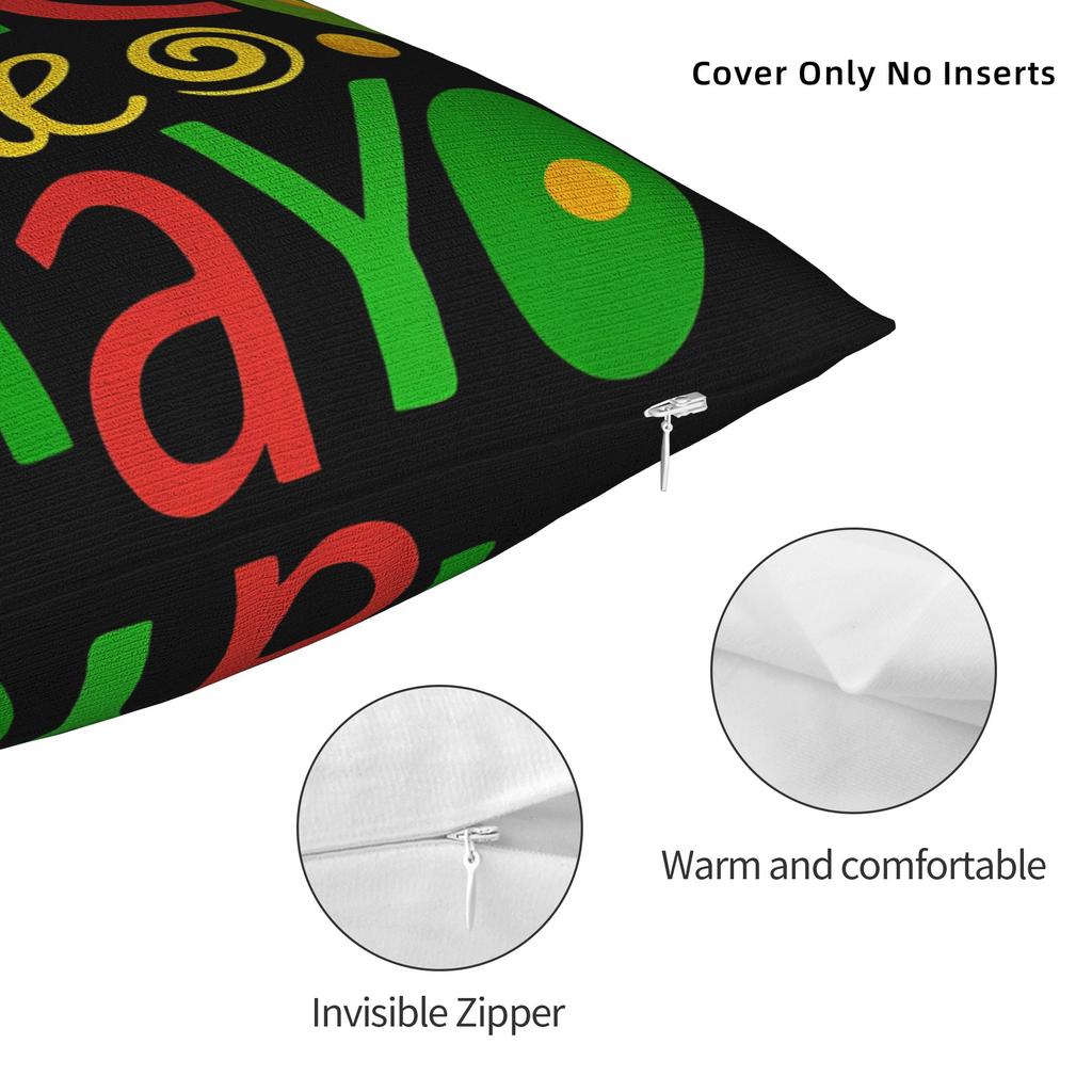 Decorative Pillow Cover Cinco De Mayo Merch Seat Throw Pillow Case Cover Square Multiple Sizes