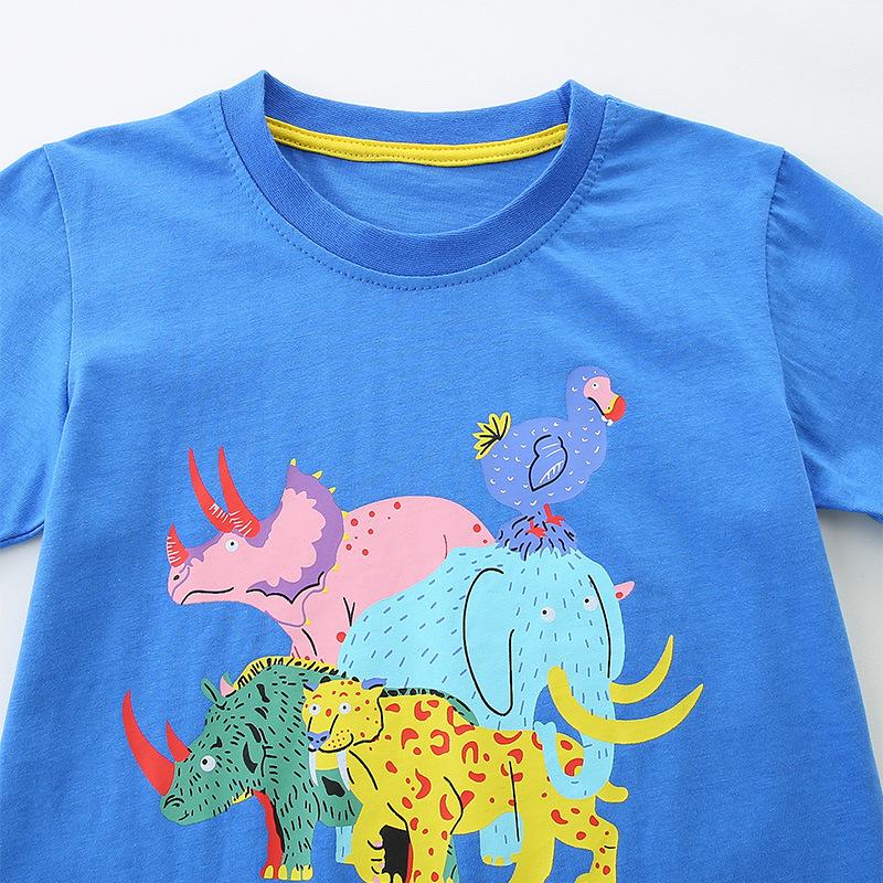 Summer new boys' short-sleeved T-shirt animal cartoon print children's round neck top