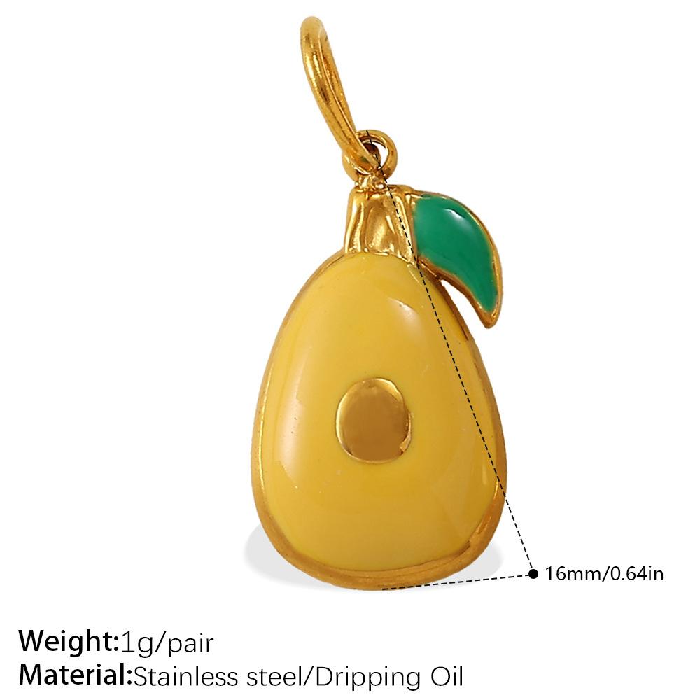 Cartoon Oil Dripping Fruit Diy Pineapple Pendant Stainless Steel Gold-Plated Dopamine Accessories