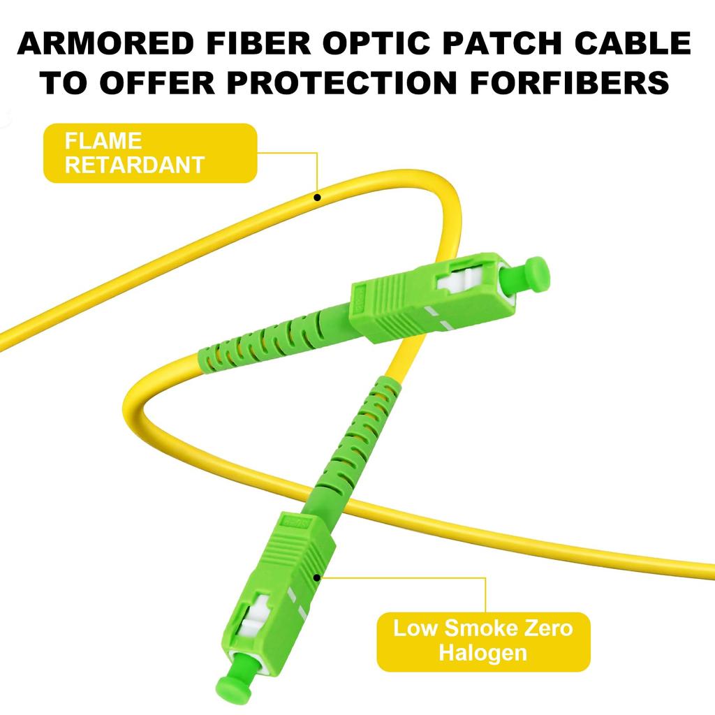 DTECH 5 Pack 1m SC/APC - SC/APC Single Mode Fiber Optic Cable, for Home Fiber Optic Replacement or Extension, 9/125um LSZH