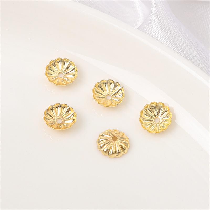 14K Gold Filled Flower Cap Bracelet DIY Jewelry Accessories with White Gold Beaded Spacers